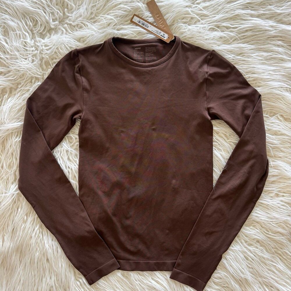 Skims Soft Smoothing Long Sleeve Top Cocoa Size XS